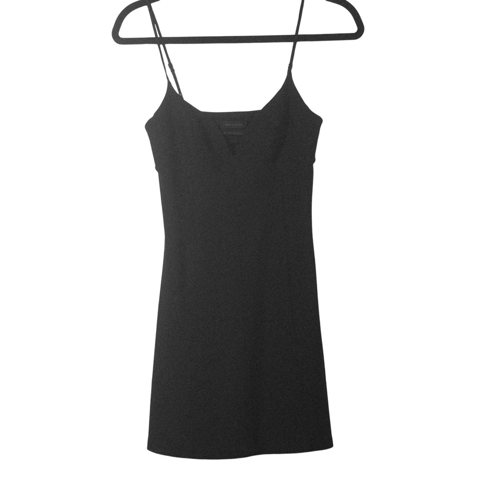 Urban Outfitters Black Notched V-Neck Mini Dress Size Small LBD 90s Style